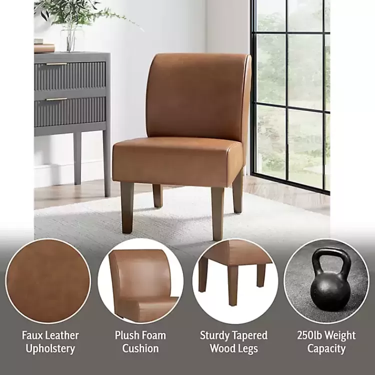 saddle_brown_faux_leather_accent_chair_3.webp Saddle Faux Leather Accent Chair>Kirklands Home Cheap