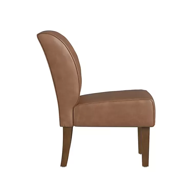 saddle_brown_faux_leather_accent_chair_7.webp Saddle Faux Leather Accent Chair>Kirklands Home Cheap