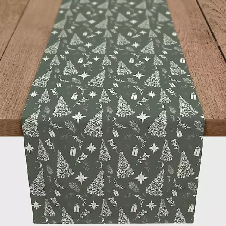 Sage Christmas Trees Table Runner>Kirklands Home Clearance
