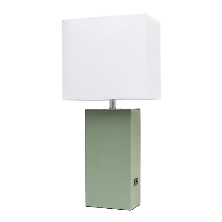 Sage Leather Charging Table Lamp>Kirklands Home Cheap