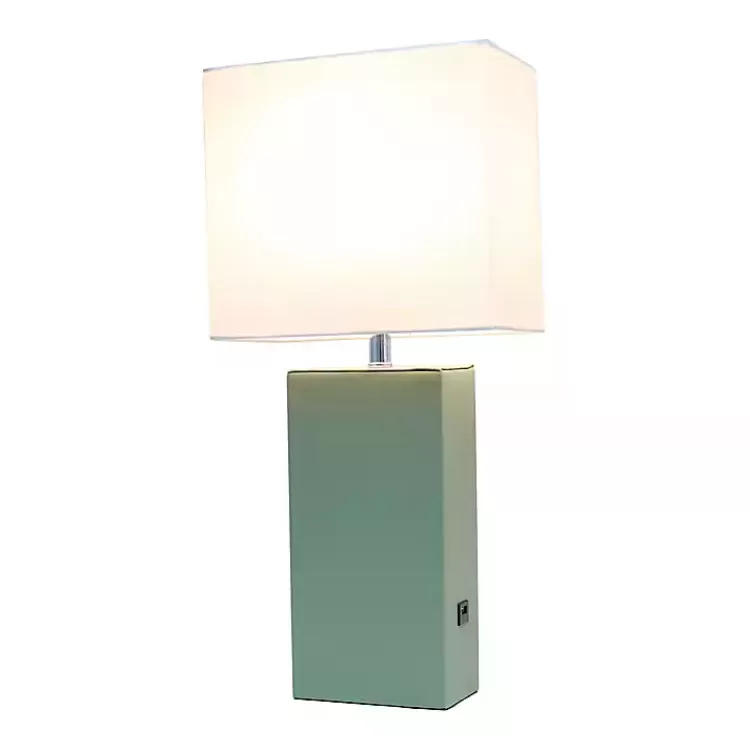 Sage Leather Charging Table Lamp>Kirklands Home Cheap