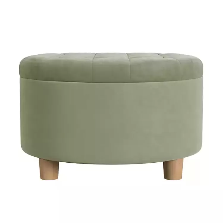 Sage Round Velvet Tufted Storage Ottoman>Kirklands Home Discount