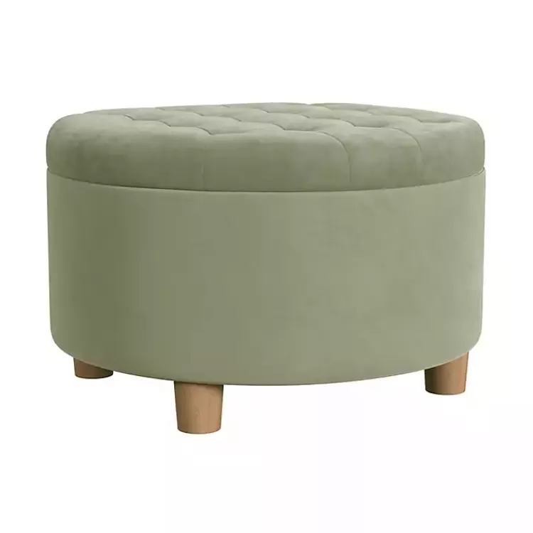 Sage Round Velvet Tufted Storage Ottoman>Kirklands Home Discount