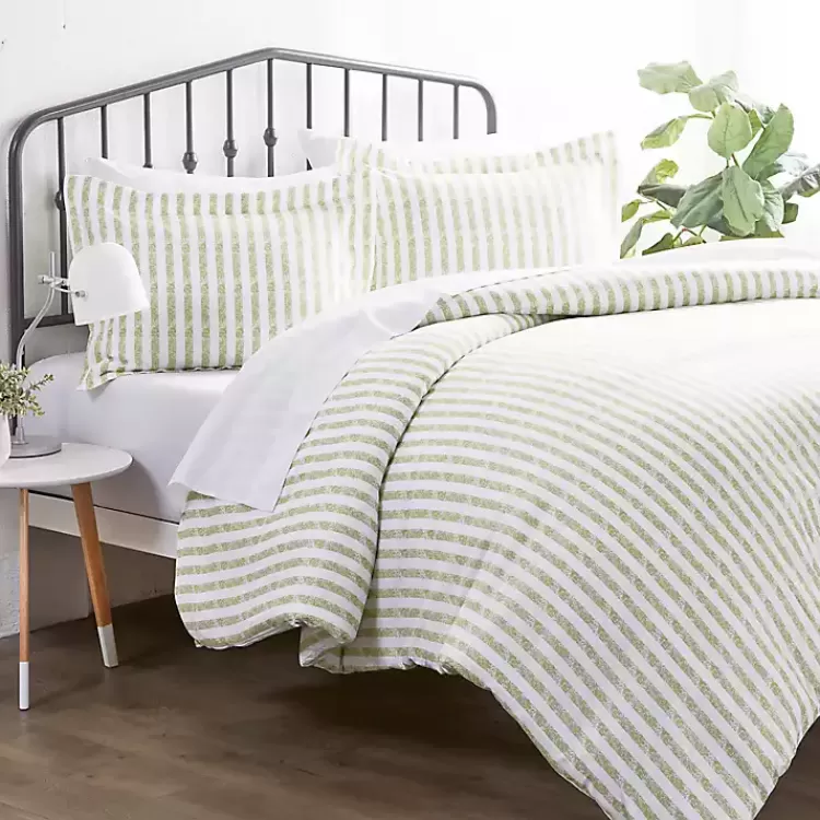 Sage Rugged Stripes Puffed Twin 3-pc. Duvet Set>Kirklands Home Clearance