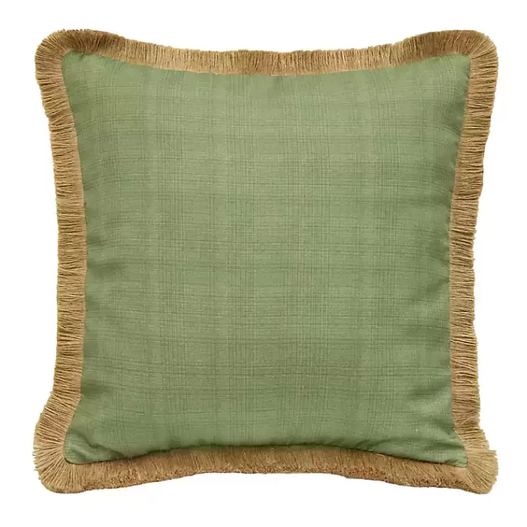 Sage Textured Jute Trim Outdoor Pillow>Kirklands Home Clearance