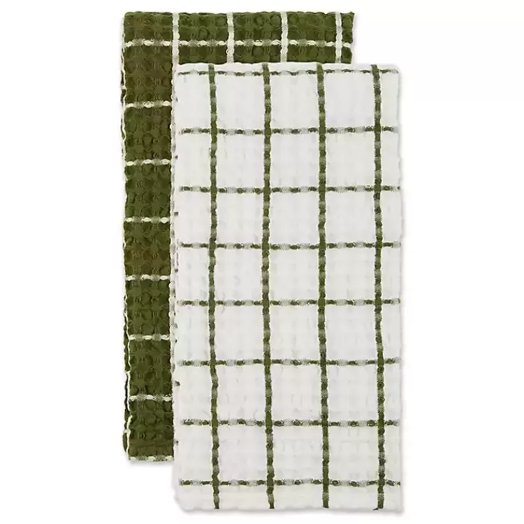 Sage Windowpane Oversized Dish Towels, Set of 2>Kirklands Home Shop