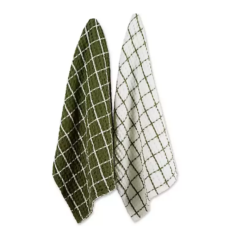 Sage Windowpane Oversized Dish Towels, Set of 2>Kirklands Home Shop