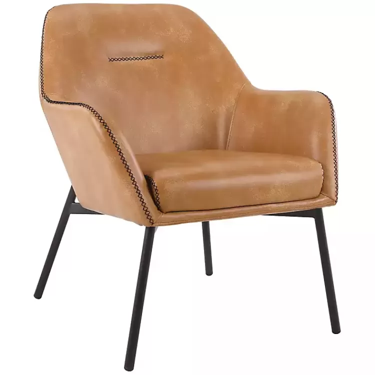 Sand Faux Leather Scoop Accent Chair>Kirklands Home Outlet
