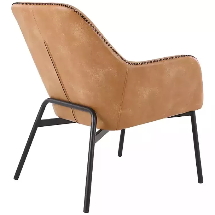 Sand Faux Leather Scoop Accent Chair>Kirklands Home Outlet