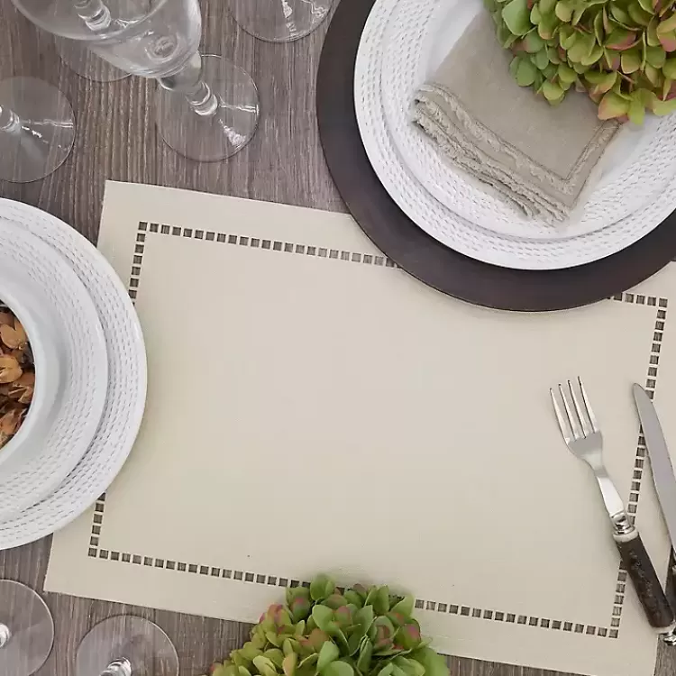 Sand Laser-Cut Hemstitch Placemats, Set of 4>Kirklands Home Flash Sale