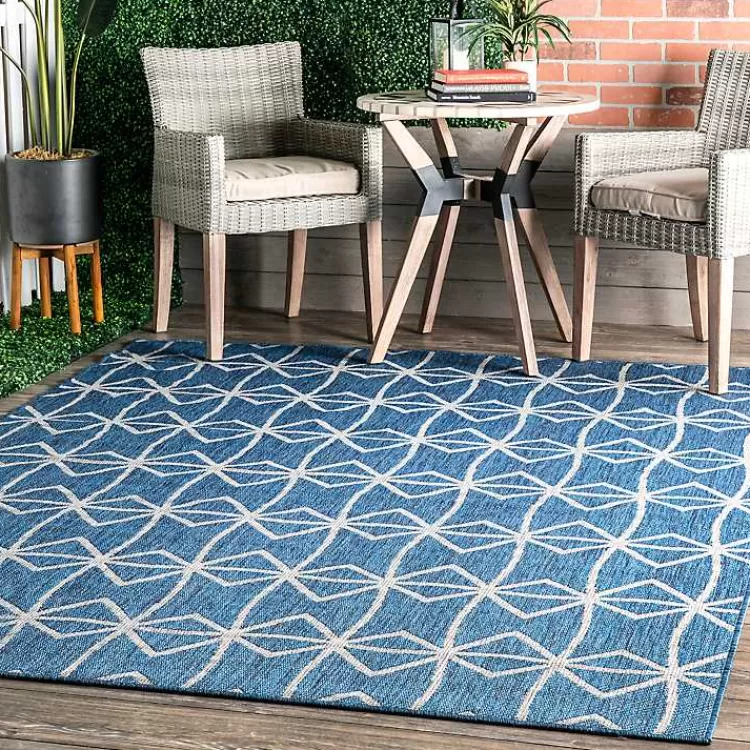 Sanford Blue Geometric Shapes Outdoor Rug, 8x10>Kirklands Home Fashion