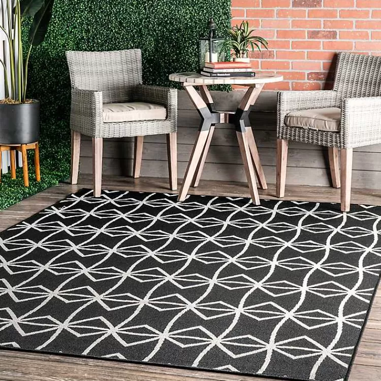 Sanford Gray Geometric Shapes Outdoor Rug, 5x8>Kirklands Home Fashion