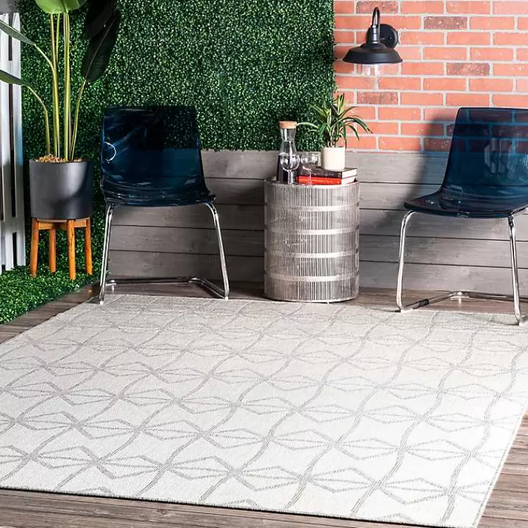 Sanford Light Gray Geometric Outdoor Rug, 8x10>Kirklands Home Cheap