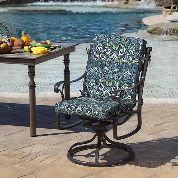 Sapphire Damask Luxe Outdoor Dining Chair Cushion>Kirklands Home Outlet