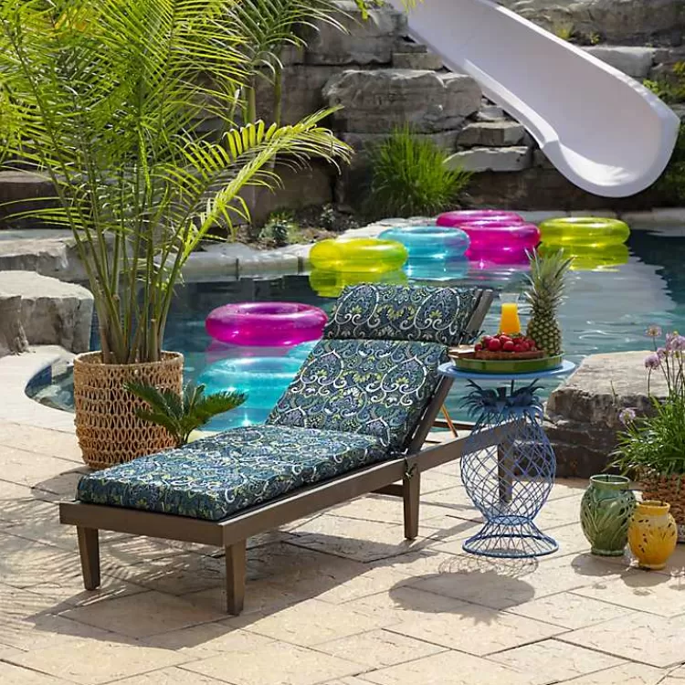Sapphire Damask Outdoor Chaise Cushion>Kirklands Home Flash Sale