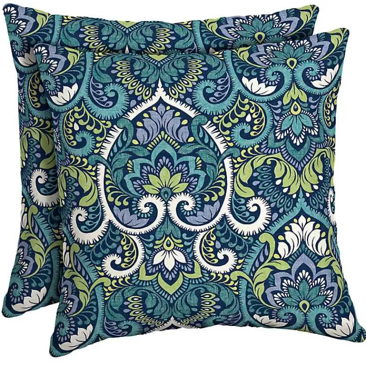 Sapphire Damask Outdoor Pillows, Set of 2>Kirklands Home Cheap