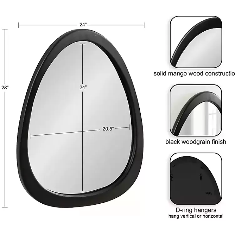 Satin Black Asymmetrical Wall Mirror>Kirklands Home Outlet