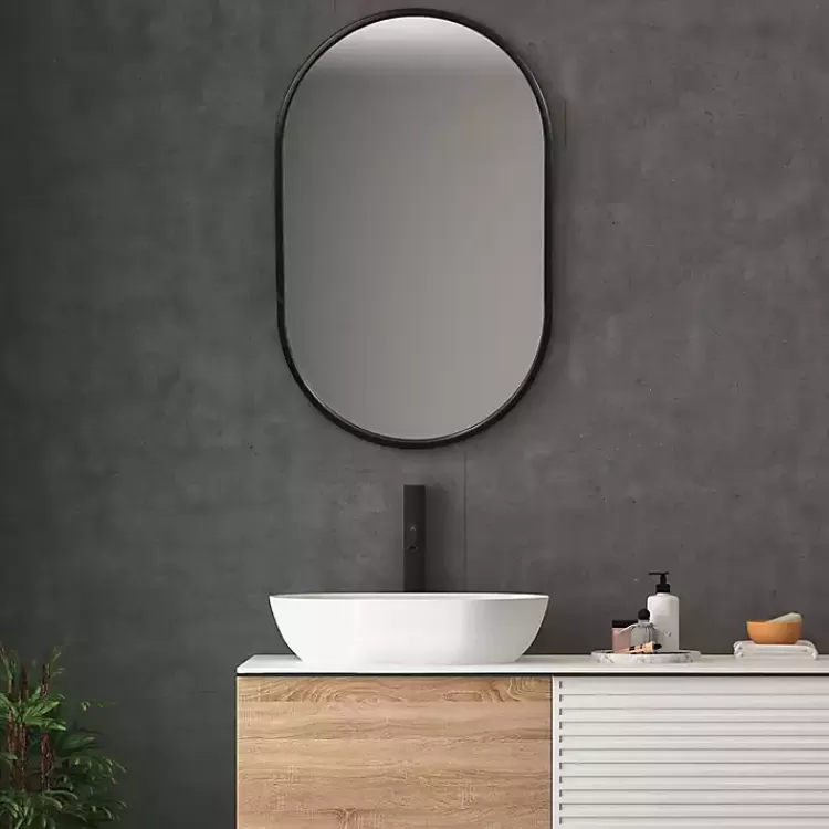 satin_black_iron_oval_framed_wall_mirror_5.webp Satin Iron Oval Framed Wall Mirror>Kirklands Home Best Sale