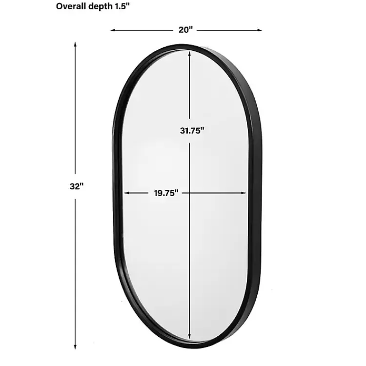 satin_black_iron_oval_framed_wall_mirror_6.webp Satin Iron Oval Framed Wall Mirror>Kirklands Home Best Sale