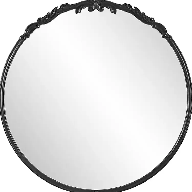 Satin Black Ornate Round Wall Mirror>Kirklands Home Cheap
