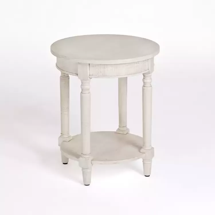 Savannah Cream Distressed Round Accent Table>Kirklands Home Outlet