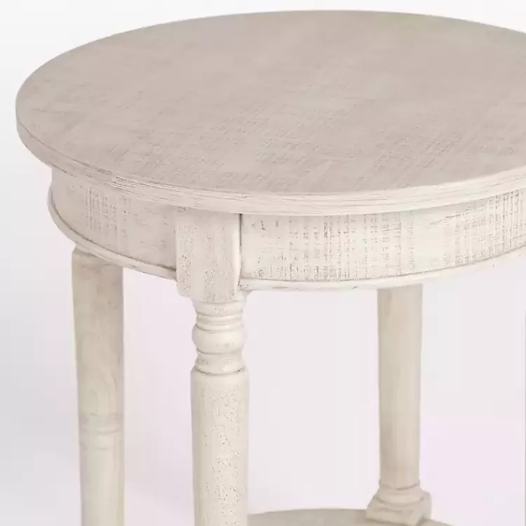 Savannah Cream Distressed Round Accent Table>Kirklands Home Outlet