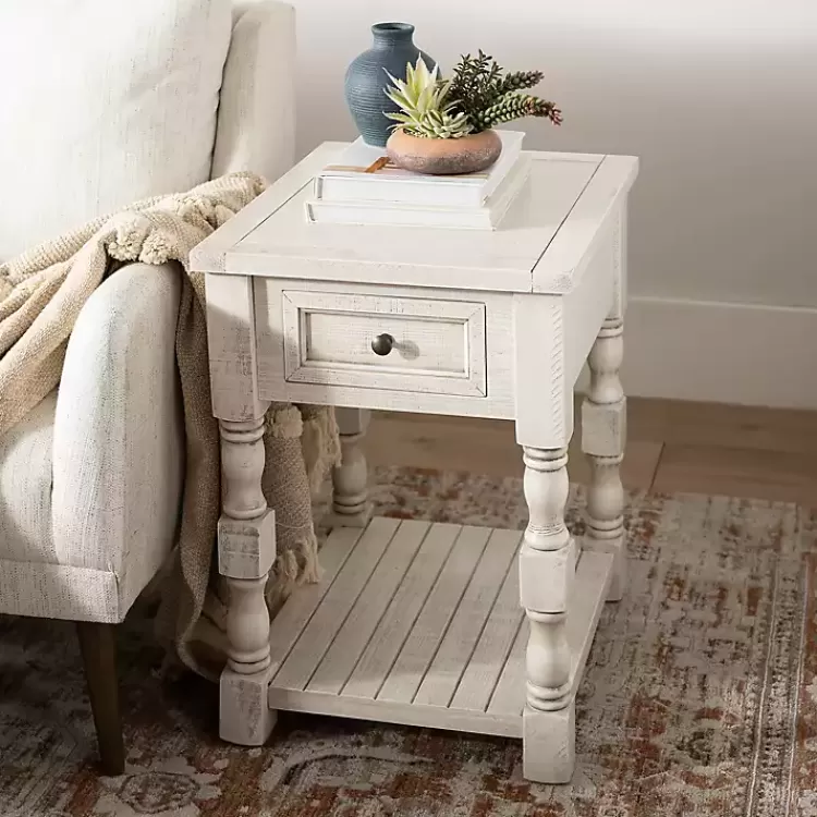 Savannah Cream Distressed Side Table>Kirklands Home Hot