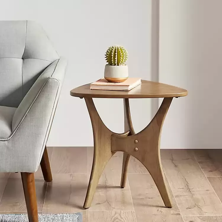Savannah Wooden Triangle Accent Table>Kirklands Home Outlet