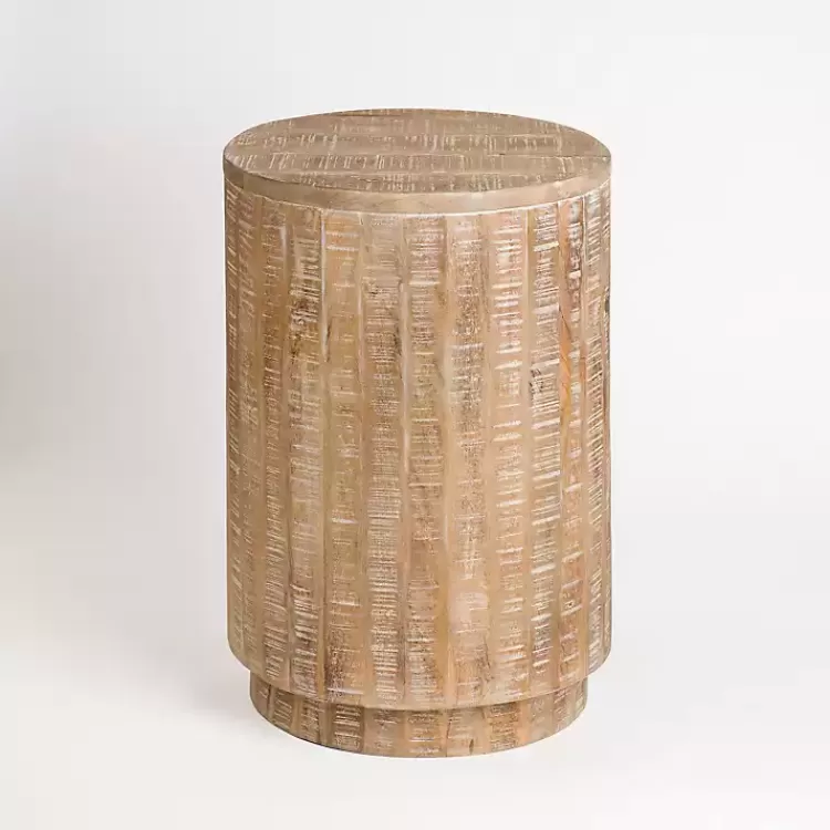 Sawmark Round Drum Accent Table>Kirklands Home New