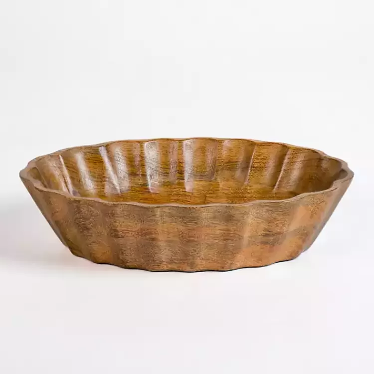 Scalloped Mango Wood Serving Bowl, 13 in.>Kirklands Home Clearance