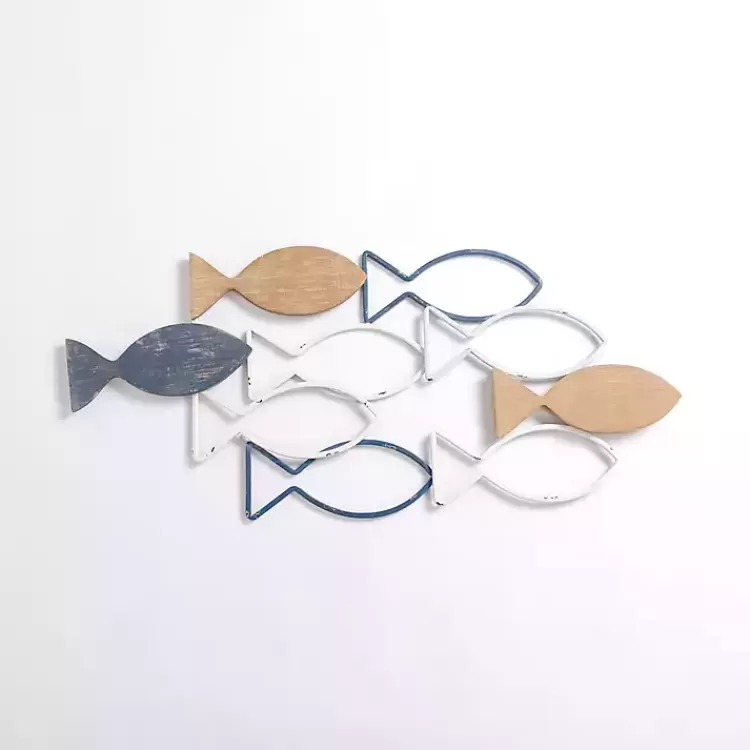 School of Fish Wood and Metal Wall Plaque>Kirklands Home Shop