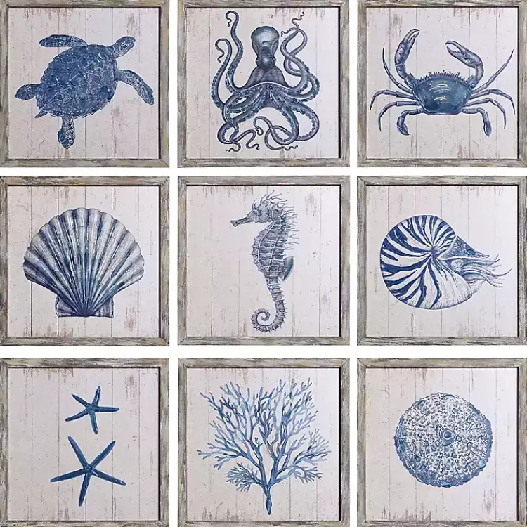 Sea Creatures Framed Wood Art Prints, Set of 9>Kirklands Home Fashion