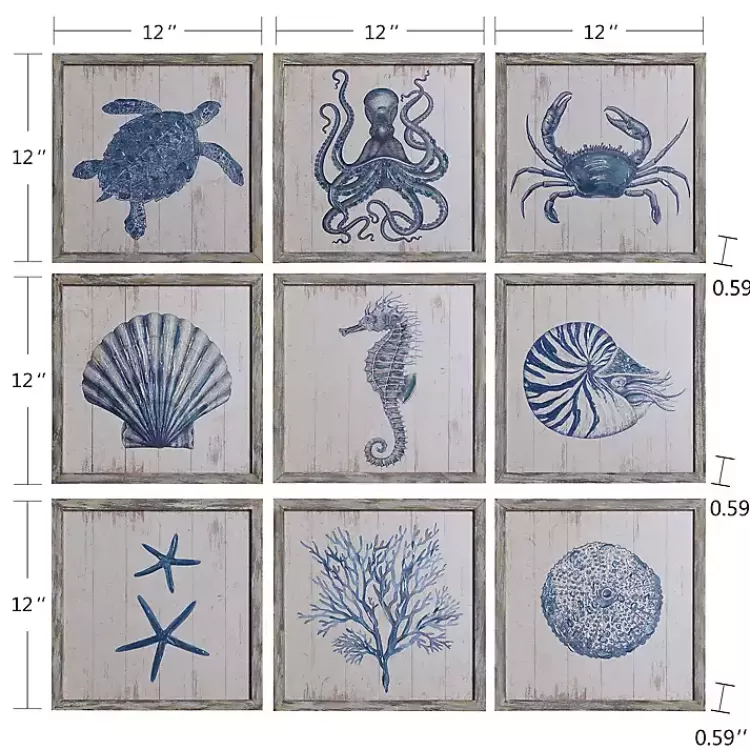 sea_creatures_framed_wood_art_prints_set_of__6.webp Sea Creatures Framed Wood Art Prints, Set of 9>Kirklands Home Fashion