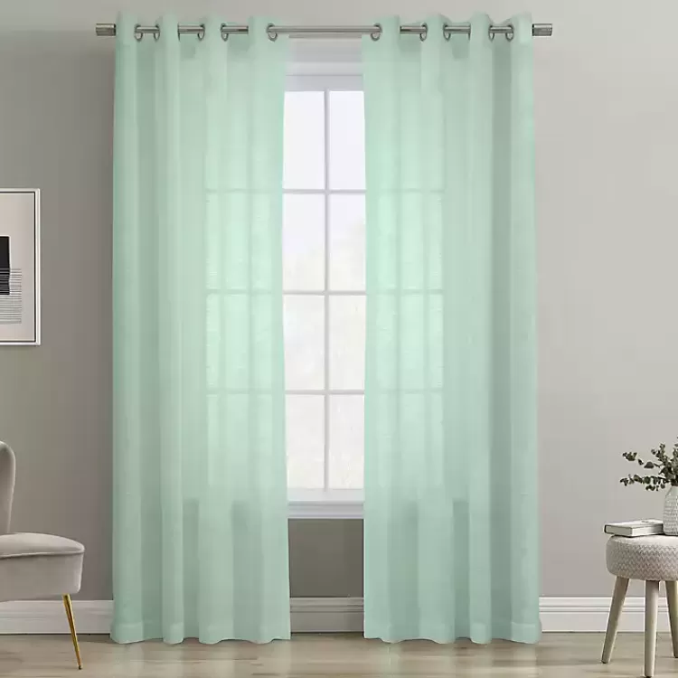 Seafoam Boucle Sheer Curtain Panel, 108 in.>Kirklands Home Online