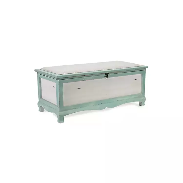 Seafoam Shabby Chic Storage Bench>Kirklands Home Flash Sale