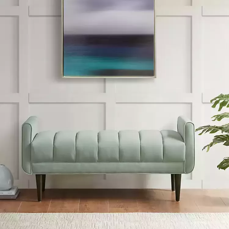 Seafoam Velvet Bench>Kirklands Home New