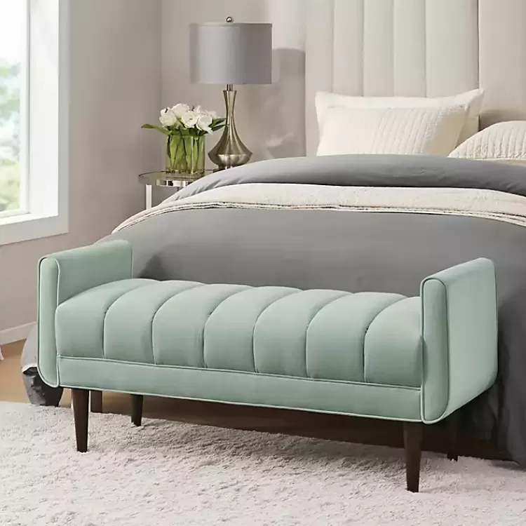 seafoam_green_velvet_bench_2.webp Seafoam Velvet Bench>Kirklands Home New