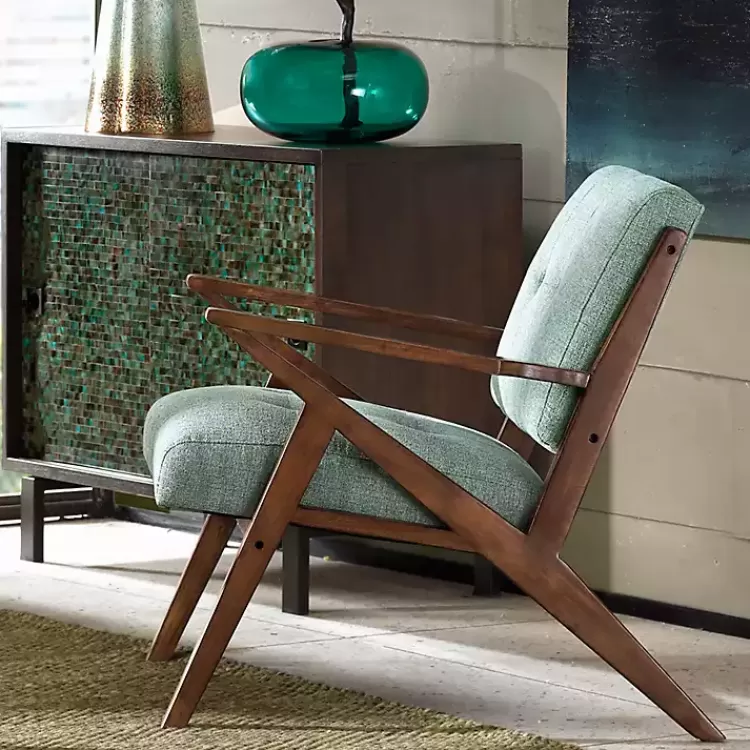 seafoam_midcentury_pecan_finish_accent_chair_2.webp Seafoam Mid-Century Pecan Finish Accent Chair>Kirklands Home Store