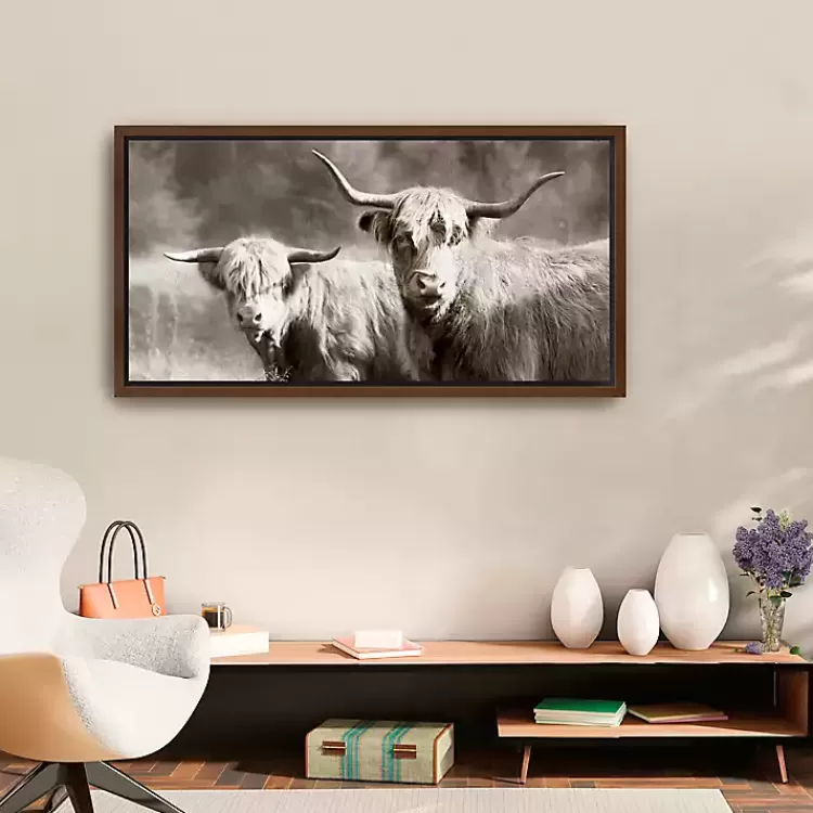 Sepia Hairy Highland Framed Canvas Art Print>Kirklands Home Sale