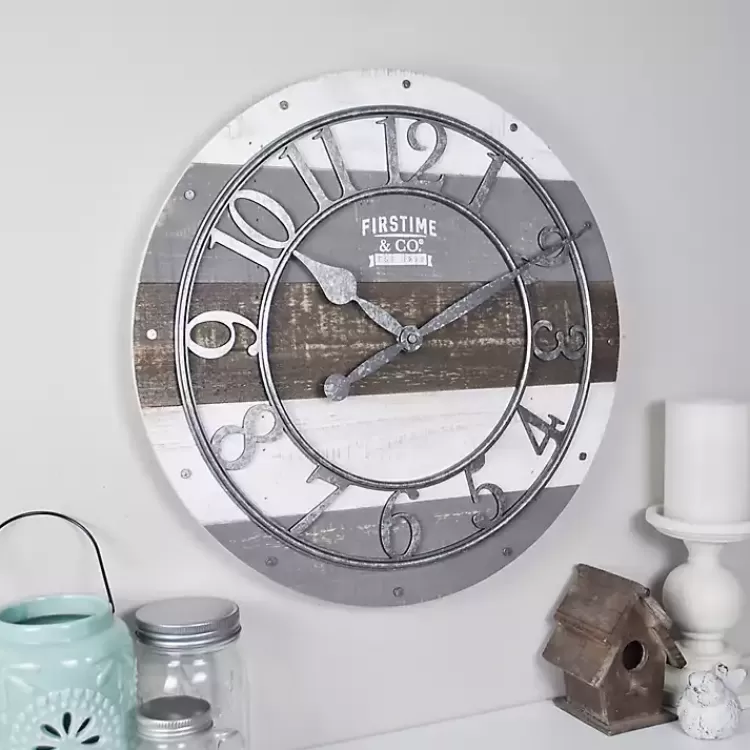 Shabby Wood Plank Wall Clock>Kirklands Home Discount