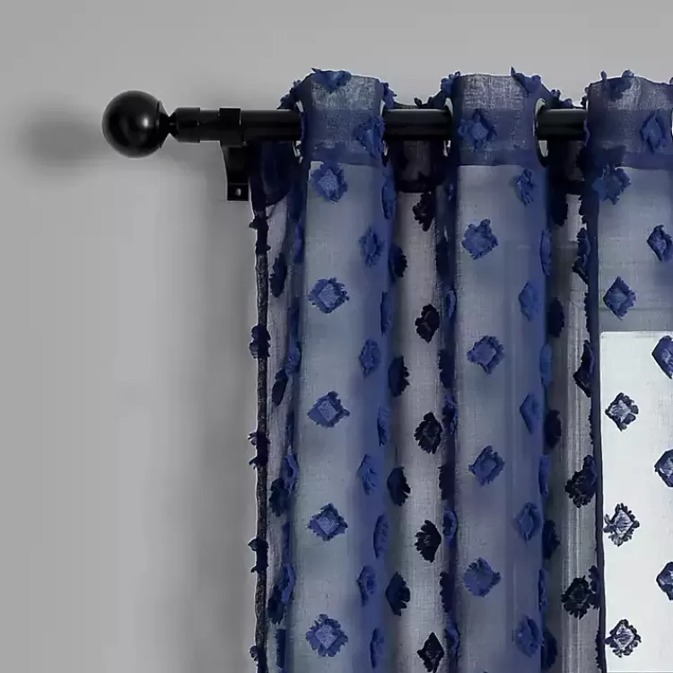 Sheer Navy Dotted Curtain Panel Set, 84 in.>Kirklands Home Discount