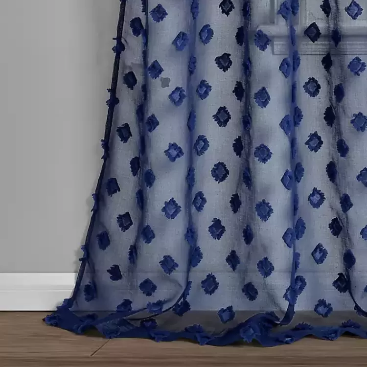 sheer_navy_dotted_curtain_panel_set__in_3.webp Sheer Navy Dotted Curtain Panel Set, 84 in.>Kirklands Home Discount