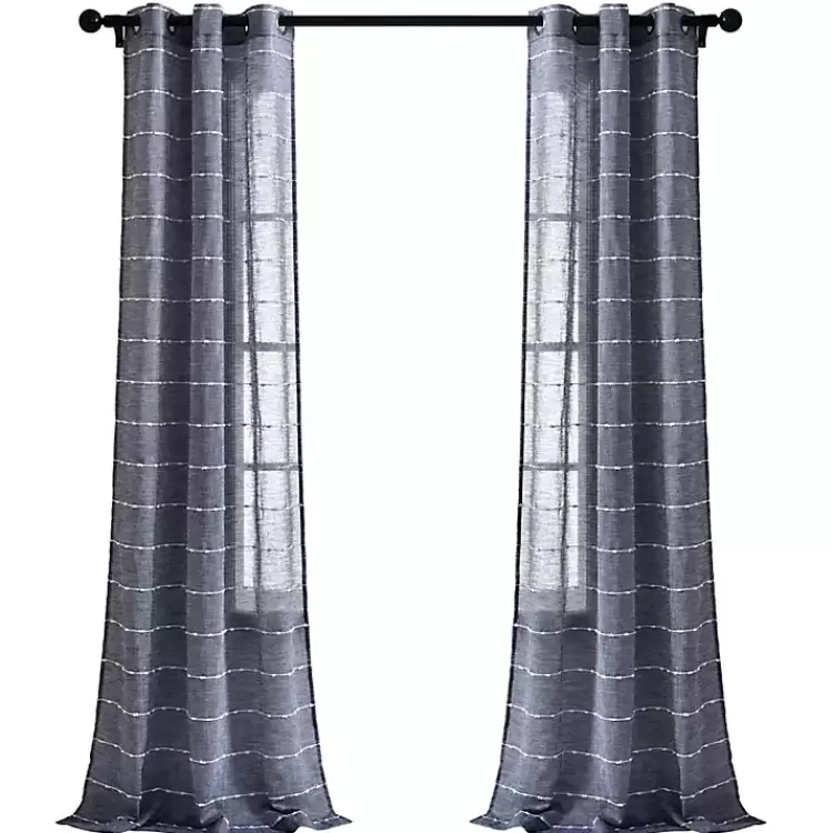 Sheer Navy Striped Curtain Panel Set, 95 in.>Kirklands Home Cheap