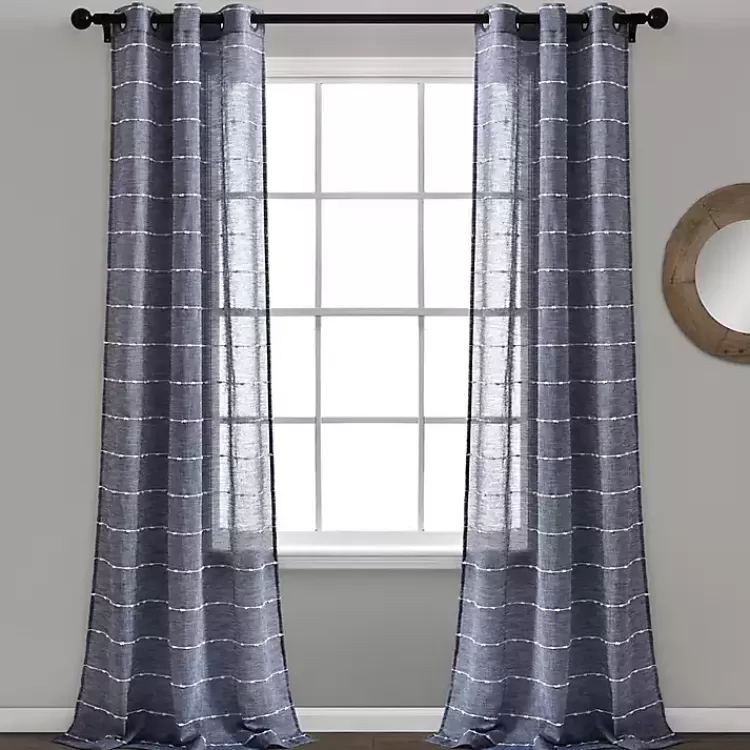 Sheer Navy Textured Curtain Panel Set, 84 in.>Kirklands Home New