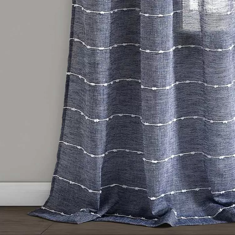 sheer_navy_textured_curtain_panel_set__in_3.webp Sheer Navy Textured Curtain Panel Set, 84 in.>Kirklands Home New