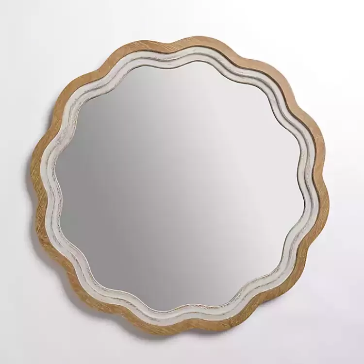 Shelby Natural Wood Scalloped Wall Mirror>Kirklands Home Sale