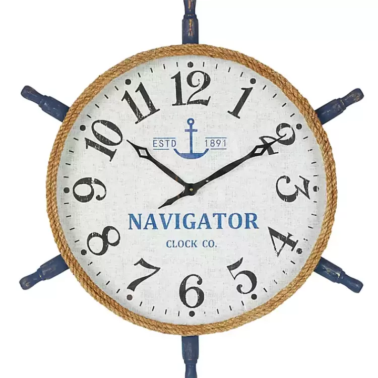 Ship Wheel Wood and Rope Wall Clock>Kirklands Home Cheap