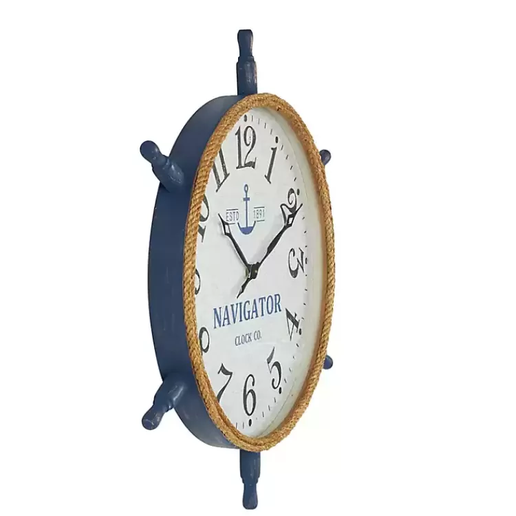 Ship Wheel Wood and Rope Wall Clock>Kirklands Home Cheap