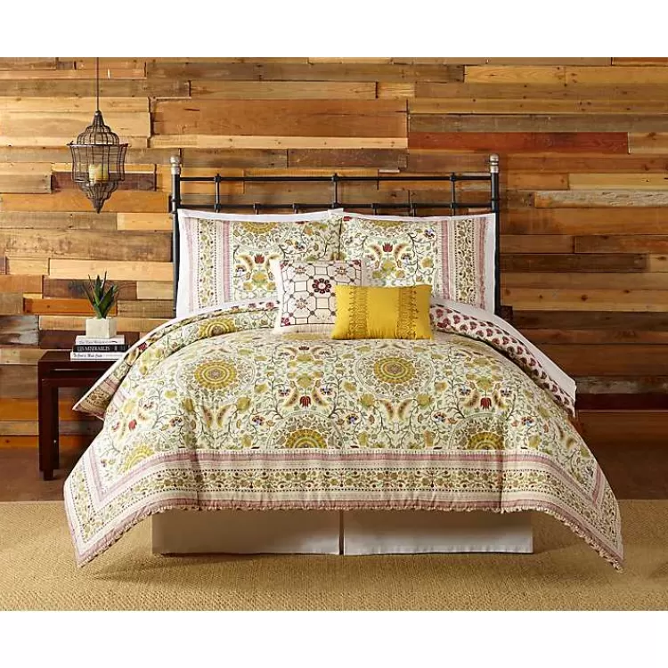 Shyla Yellow Vinework Queen 5-pc. Comforter Set>Kirklands Home Shop