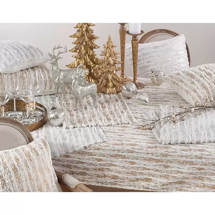 Faux Fur Brushed Metallic Foil Table Runner>Kirklands Home Best Sale